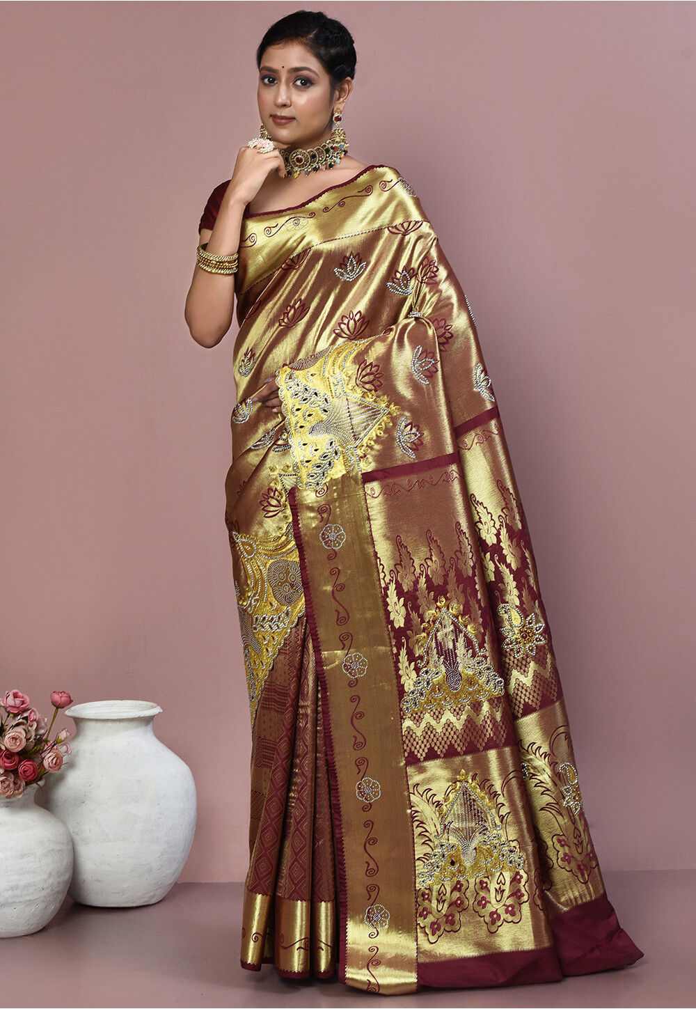 Kanchipuram Pure Silk Saree in Golden