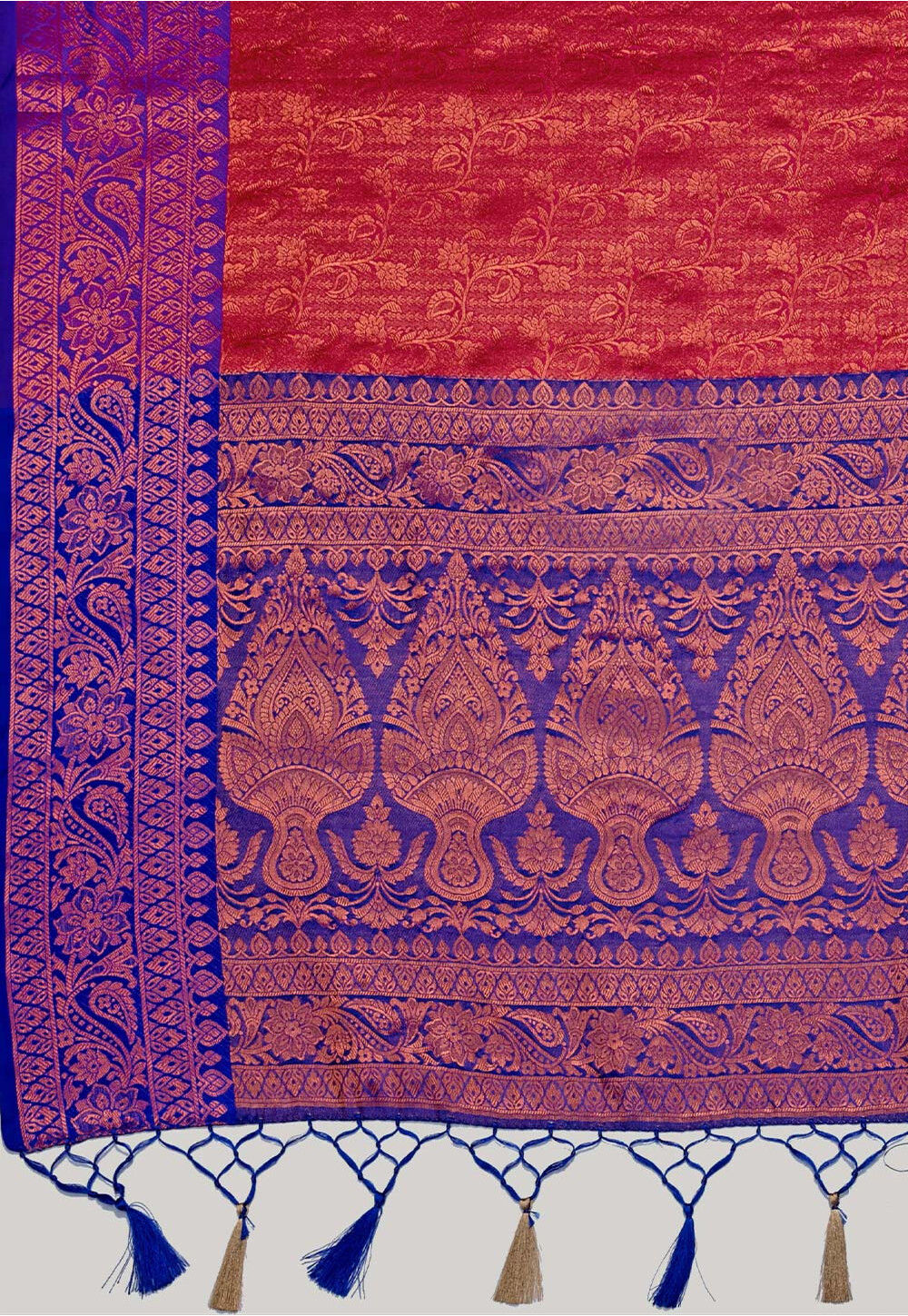 Fuchsia Pink Kanchipuram Saree with Golden Borders