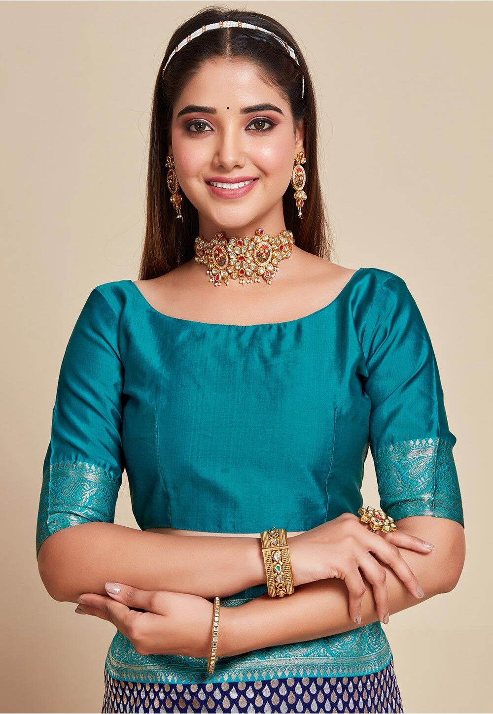 Buy Kanchipuram Saree In Navy Blue Online Snga5289 Utsav Fashion