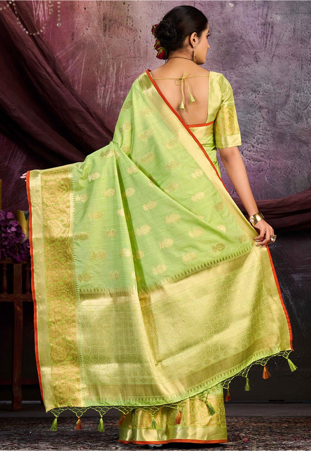 Buy Kanchipuram Saree in Pastel Green Online SNGA5128 Utsav Fashion