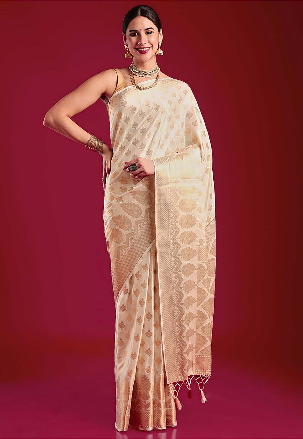 Kerala kasavu checks cotton silk saree, gold zari border, running blouse |  readytowearsaree.com
