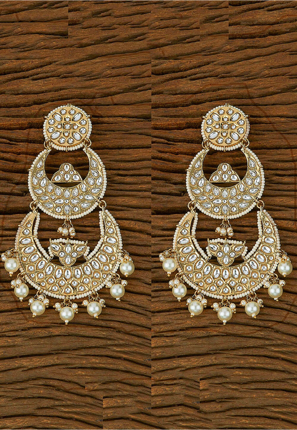 Buy Women's Sterling Silver Kundan Chandbali Earring in Gold, White, Green  Online - KARMAPLACE — Karmaplace