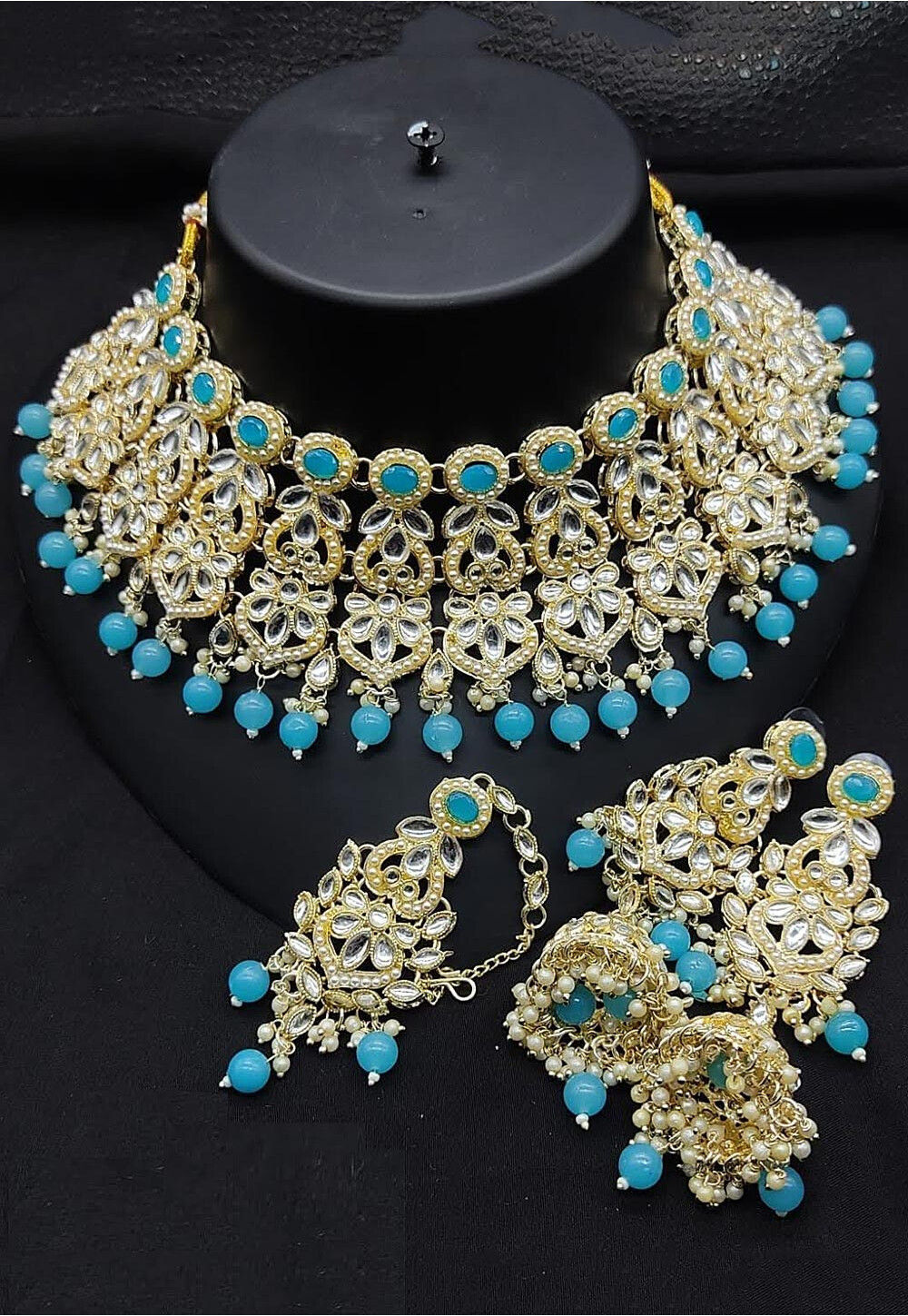 Stone Studded Peacock Style Necklace Set