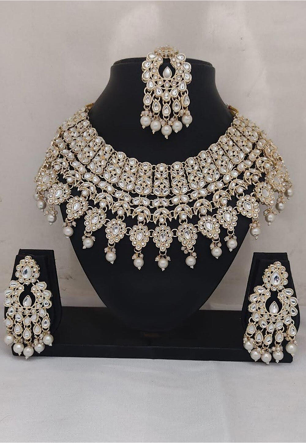Kundan Choker White Stone Necklace Kundan Choker Necklace Set Jewelry
