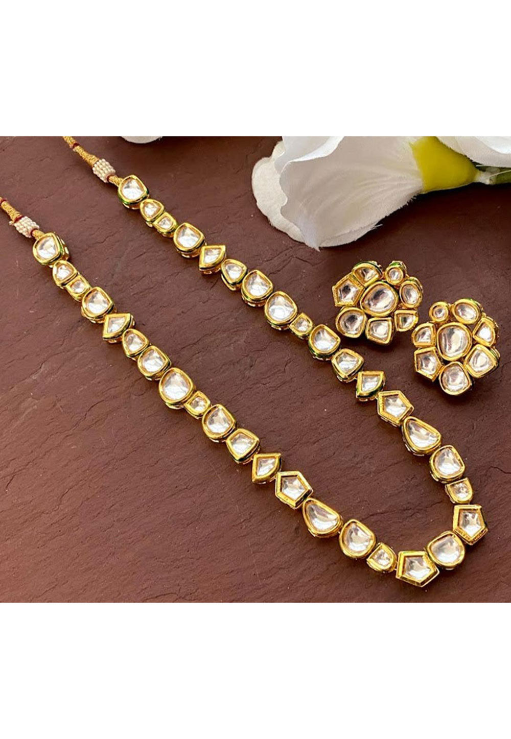 Single layer sale kundan necklace