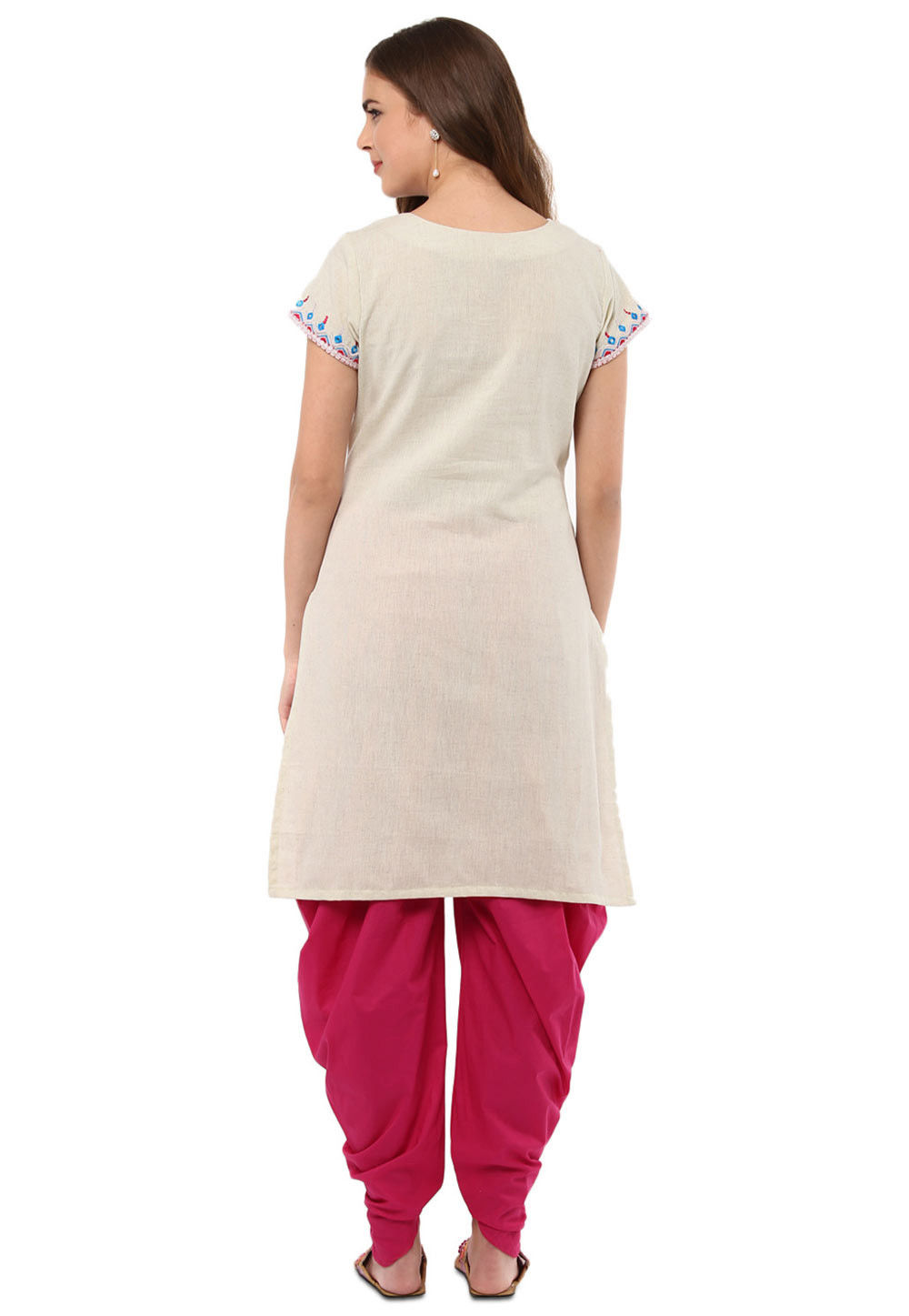 Buy Embroidered Cotton Punjabi Suit in Off White Online : KUZ258 ...