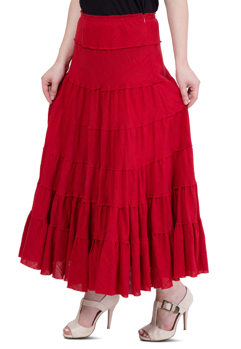 Layered skirt red hot sale