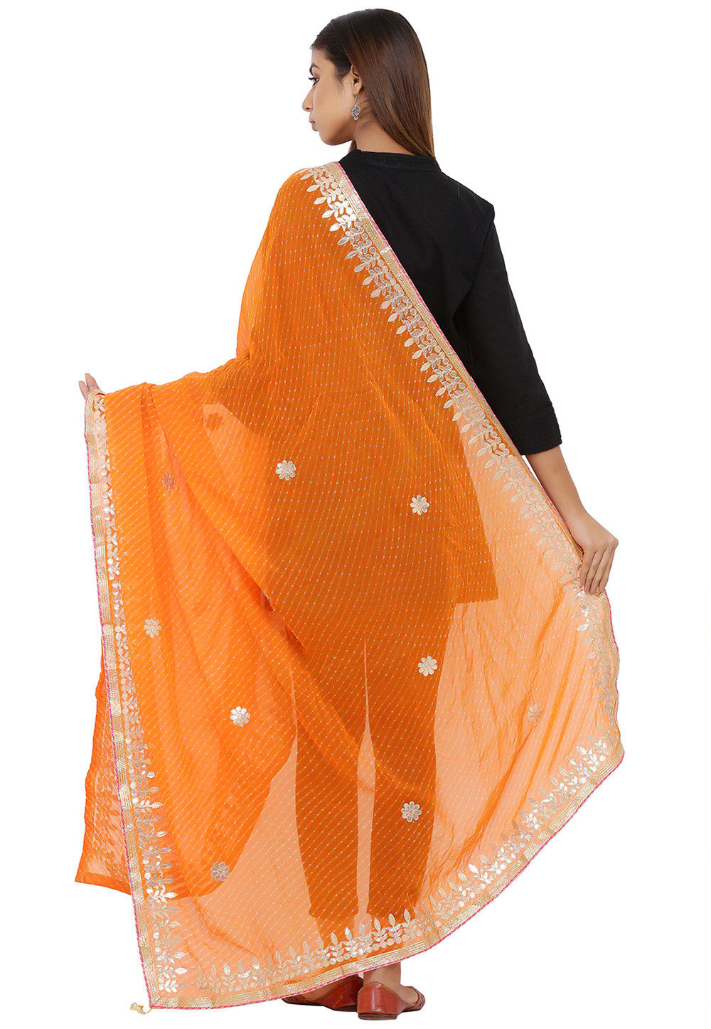 chiffon dupatta - sunset orange