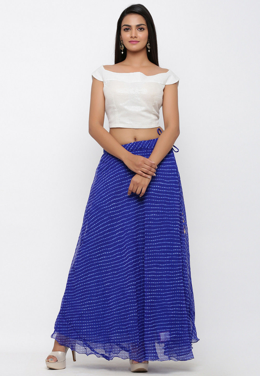 Buy Leheriya Long Skirt in Blue Online BNJ648 Utsav Fashion