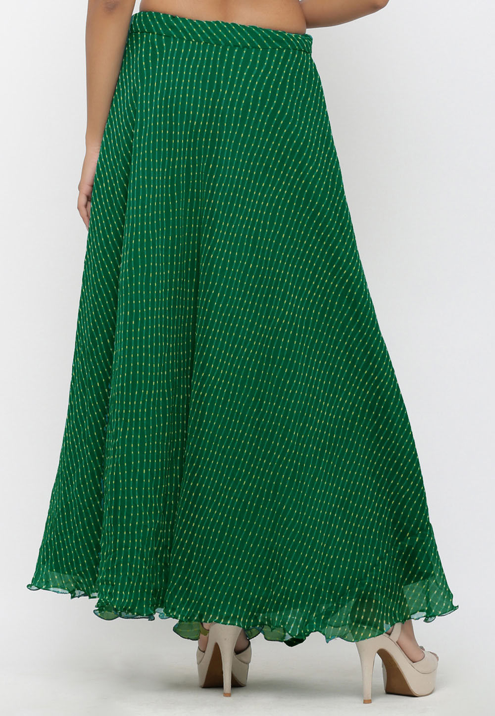 Leheriya Georgette Long Skirt in Teal Green : BNJ644