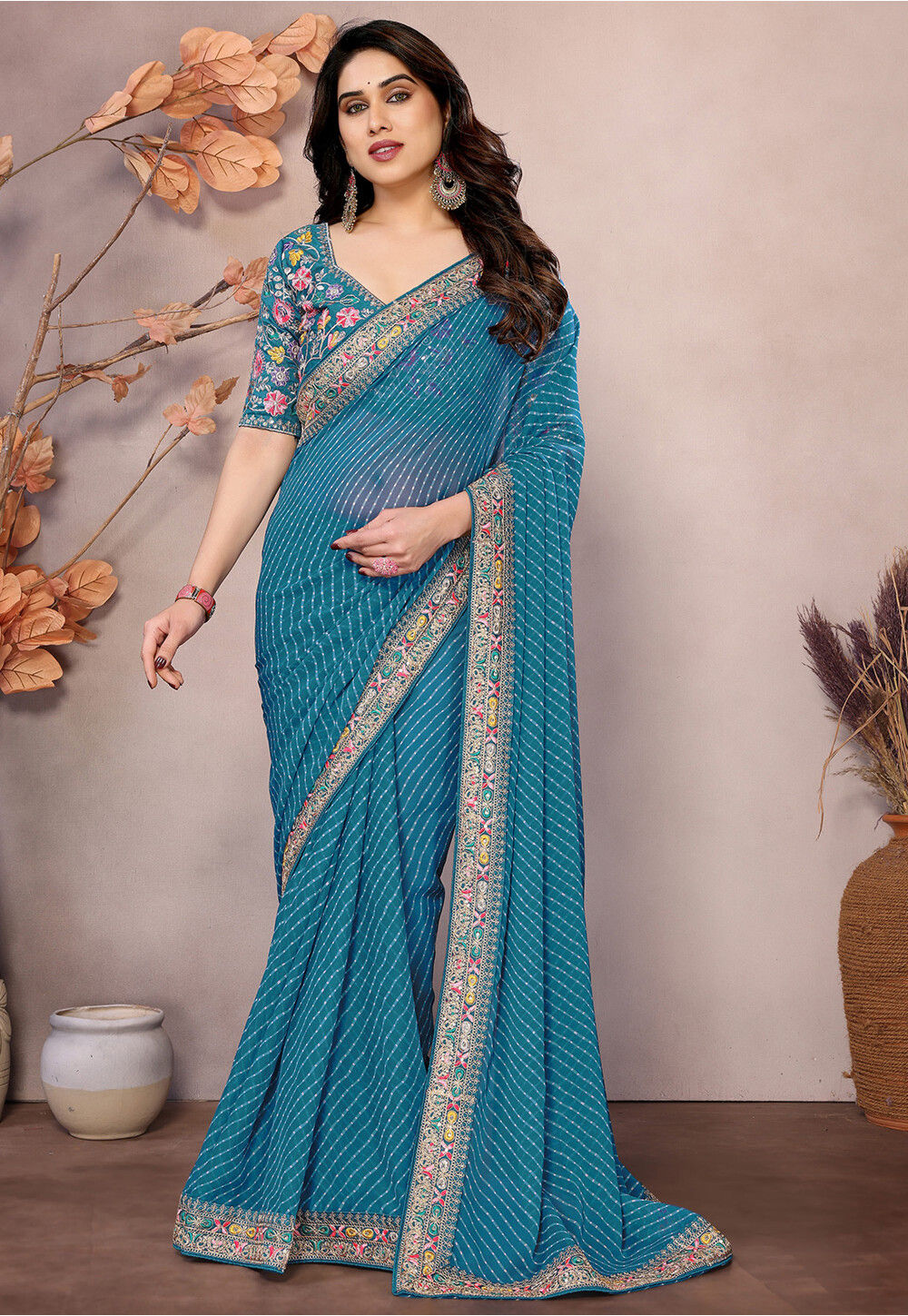 Leheriya Bracelet Georgette Black Friday Buy Leheriya Printed