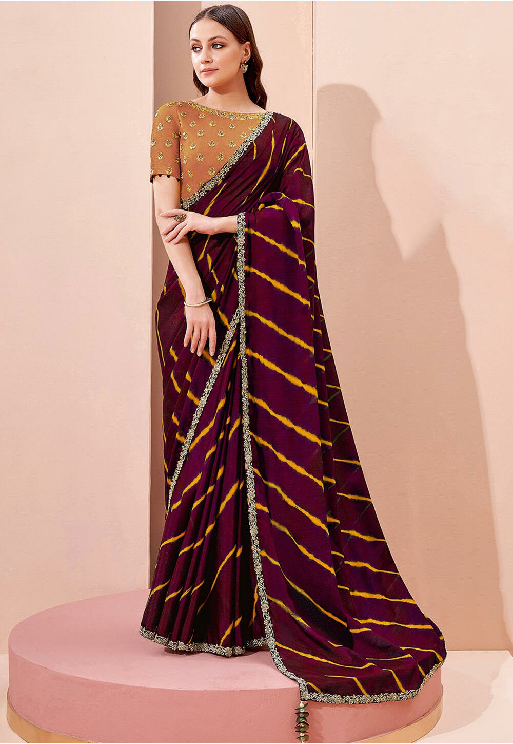 Buy PD CLOTH VILLA Embroidered Bollywood Velvet Maroon Sarees Online @ Best  Price In India | Flipkart.com