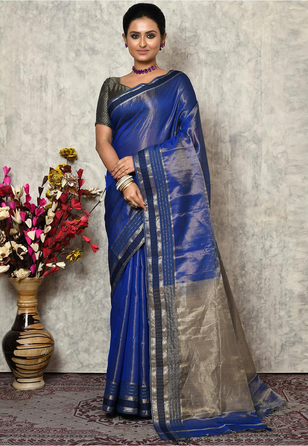 Buy Gold Silk Tissue Maheshwari Woven Thread Saree For Women by Priyanka  Raajiv Online at Aza Fashions.