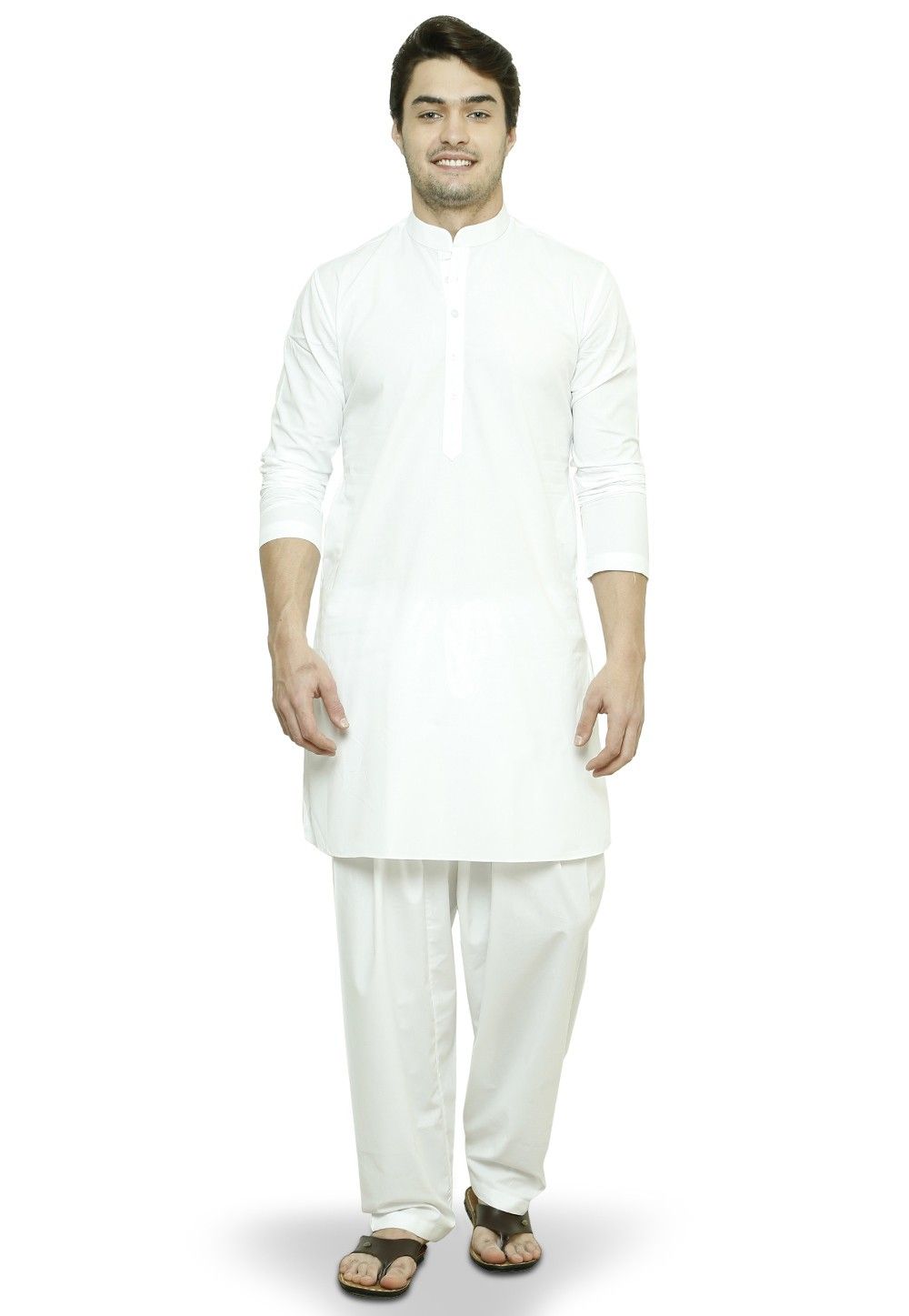 Buy Cotton Kurta Pyjama in White Online : MEE122 - Utsav Fashion
