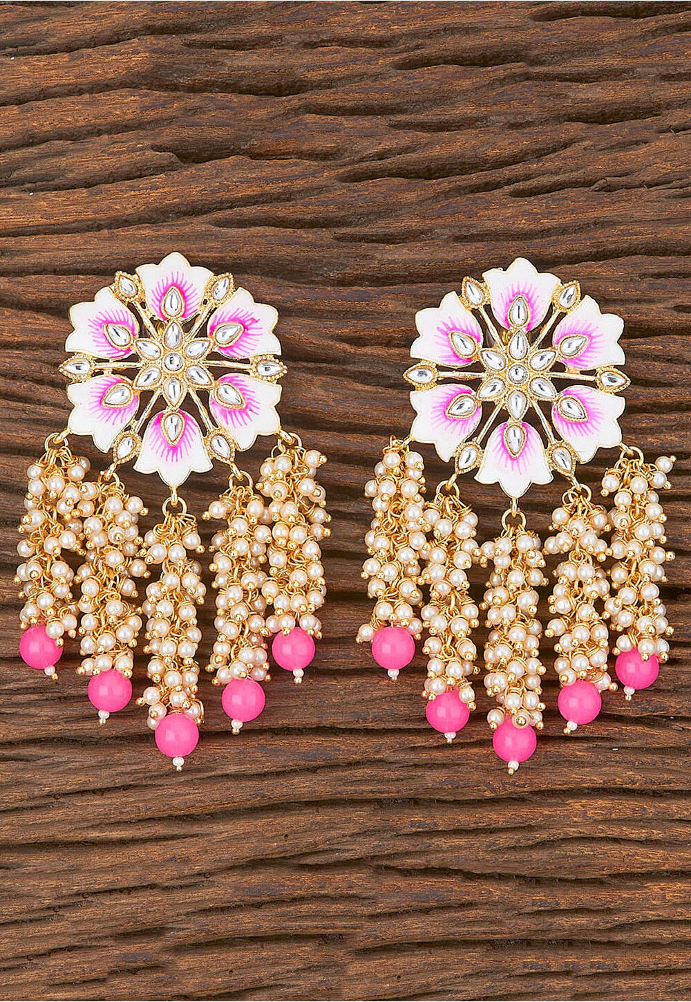Meenakari Jewellery - Pakistani Pink Pearl Kundan Earrings Set Bollywood  Gold Plated Wedding Jewelry for just $26.99. Order here  https://tinyurl.com/y3x2gbpx #pearl #Necklace #EarringJewelry #Bridal  #Circle #Pink #Kundan #Women #Gold | Facebook