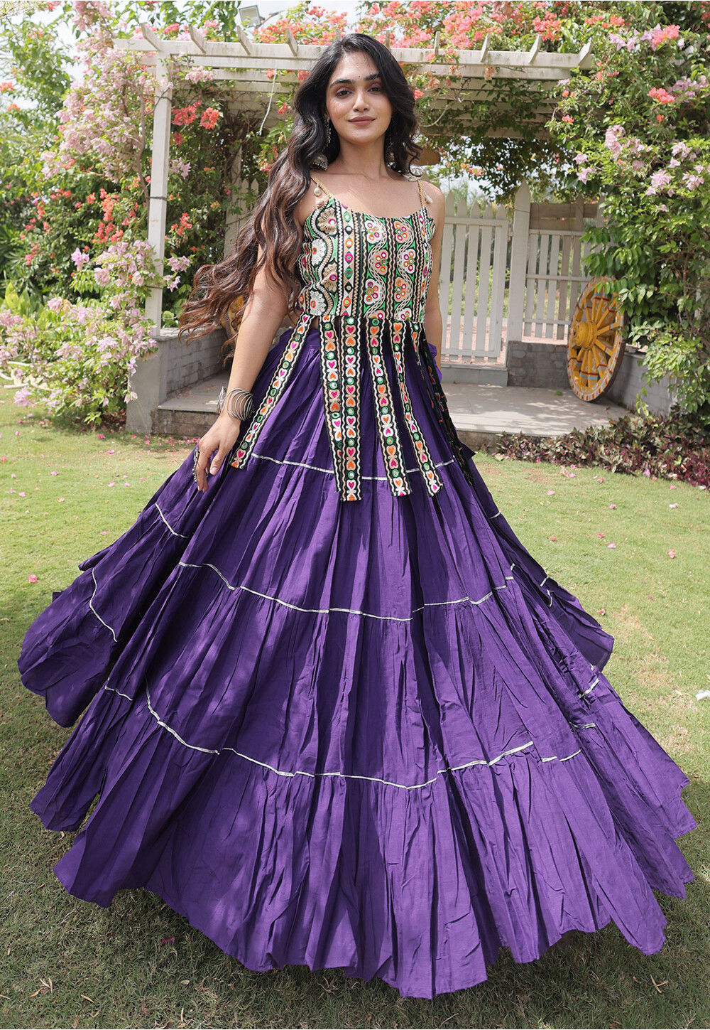 Buy Navaratri Special Cotton Crop Top Set in Purple Online : TPA5054 ...
