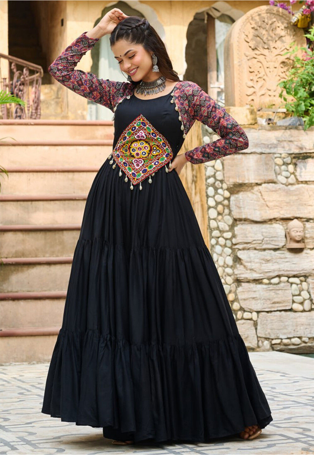 black rayon dress Black Rayon Printed Dress Wholesale Manufacturer Supplier – Trendphoria main image 1