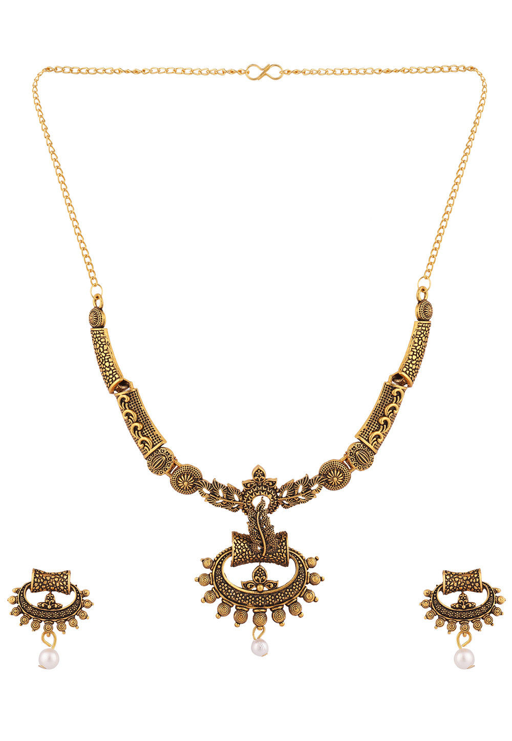 Oxidised Pearl Necklace Set : JUY853