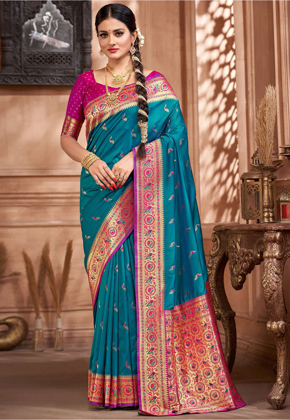 Buy Green Banarasi Saree online-Karagiri