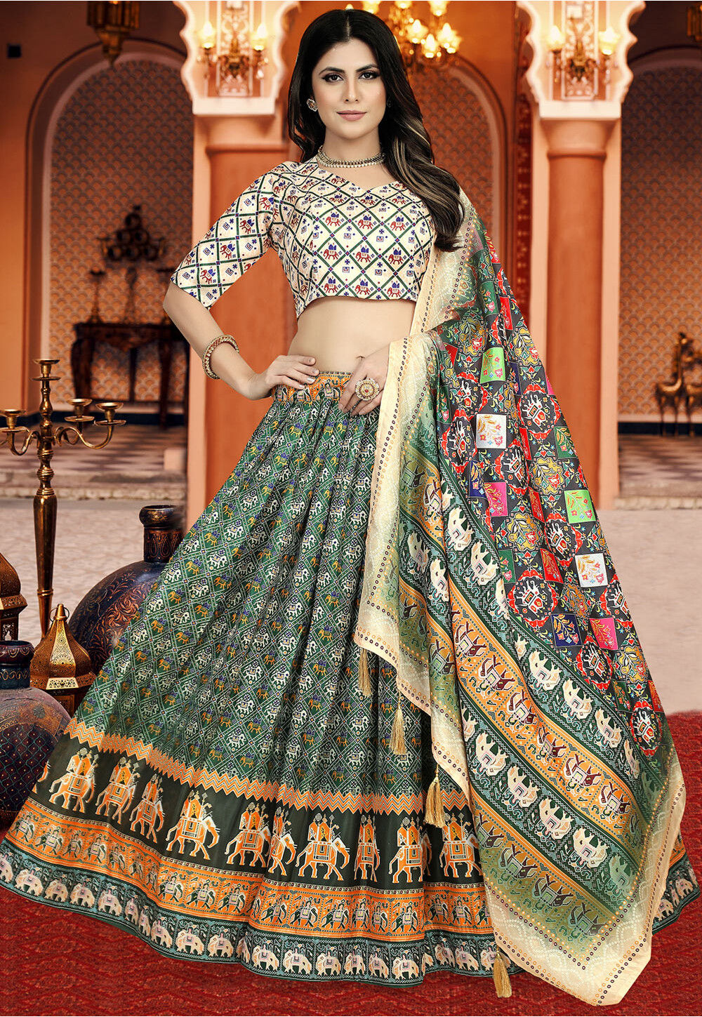 Buy Bright Pink and Orange Banglori Silk Lehenga Choli Design Online -  LLCV01245 | Andaaz Fashion