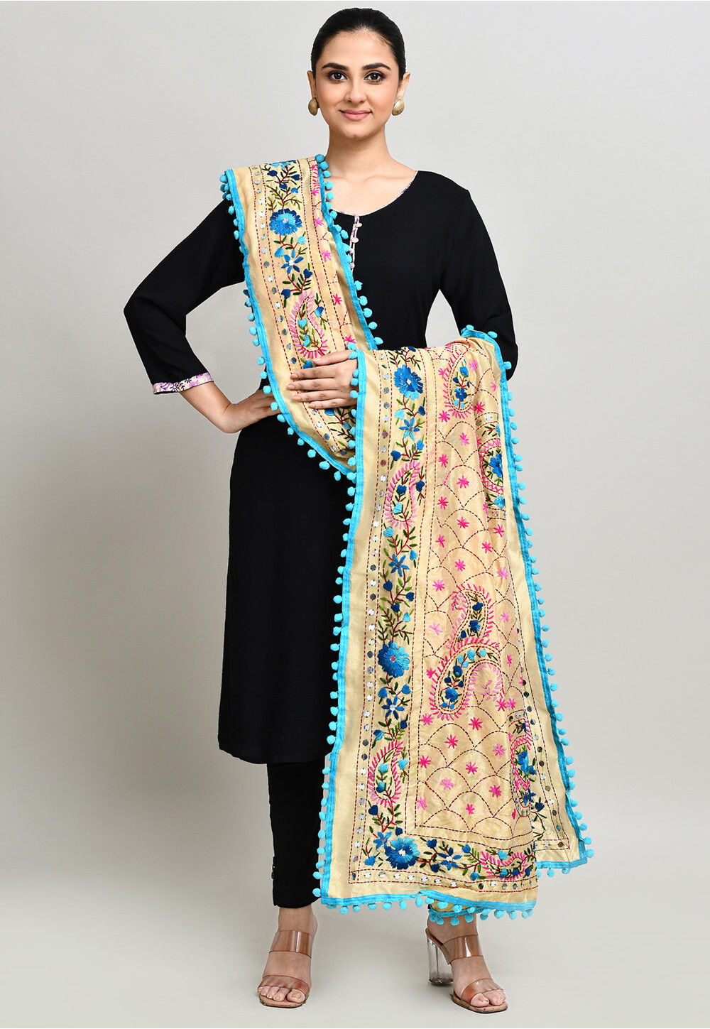 Maroon Embroidered Phulkari Dupatta Online In Australia