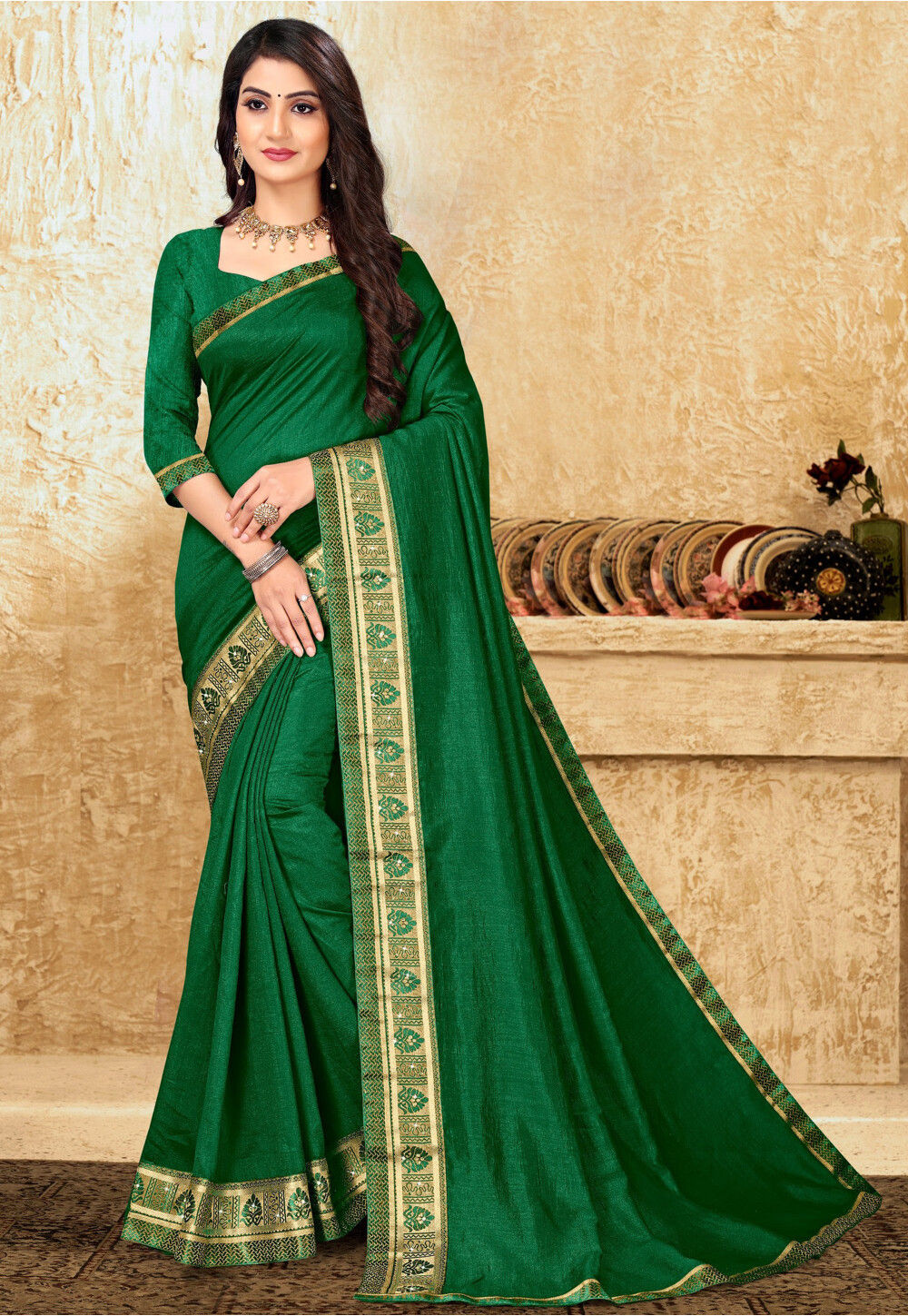 Stylish Green Soft Silk Saree With Impressive Blouse Piece – LajreeDesigner