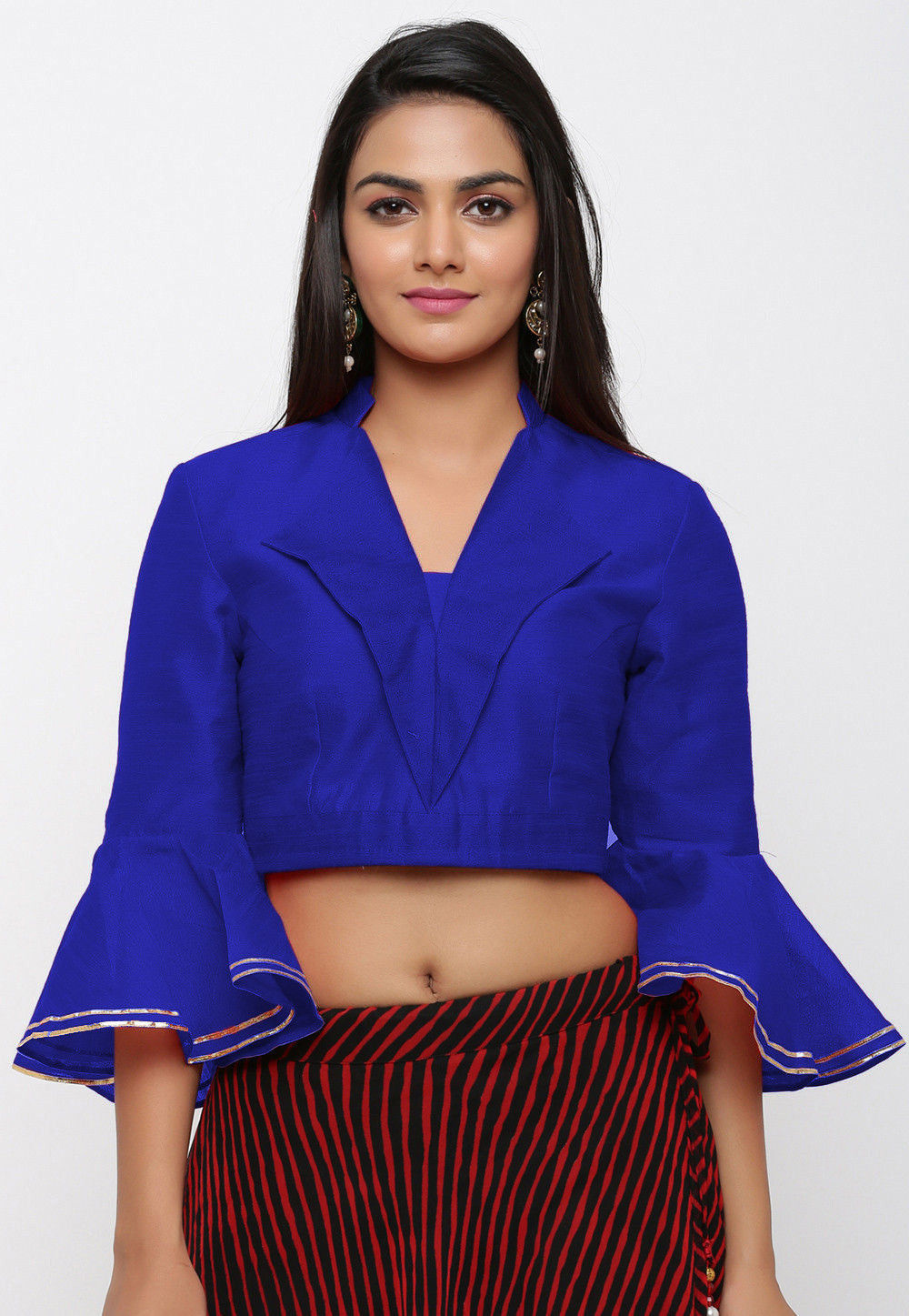 Blue - Plain Modal Silk Blouse Piece main image 1