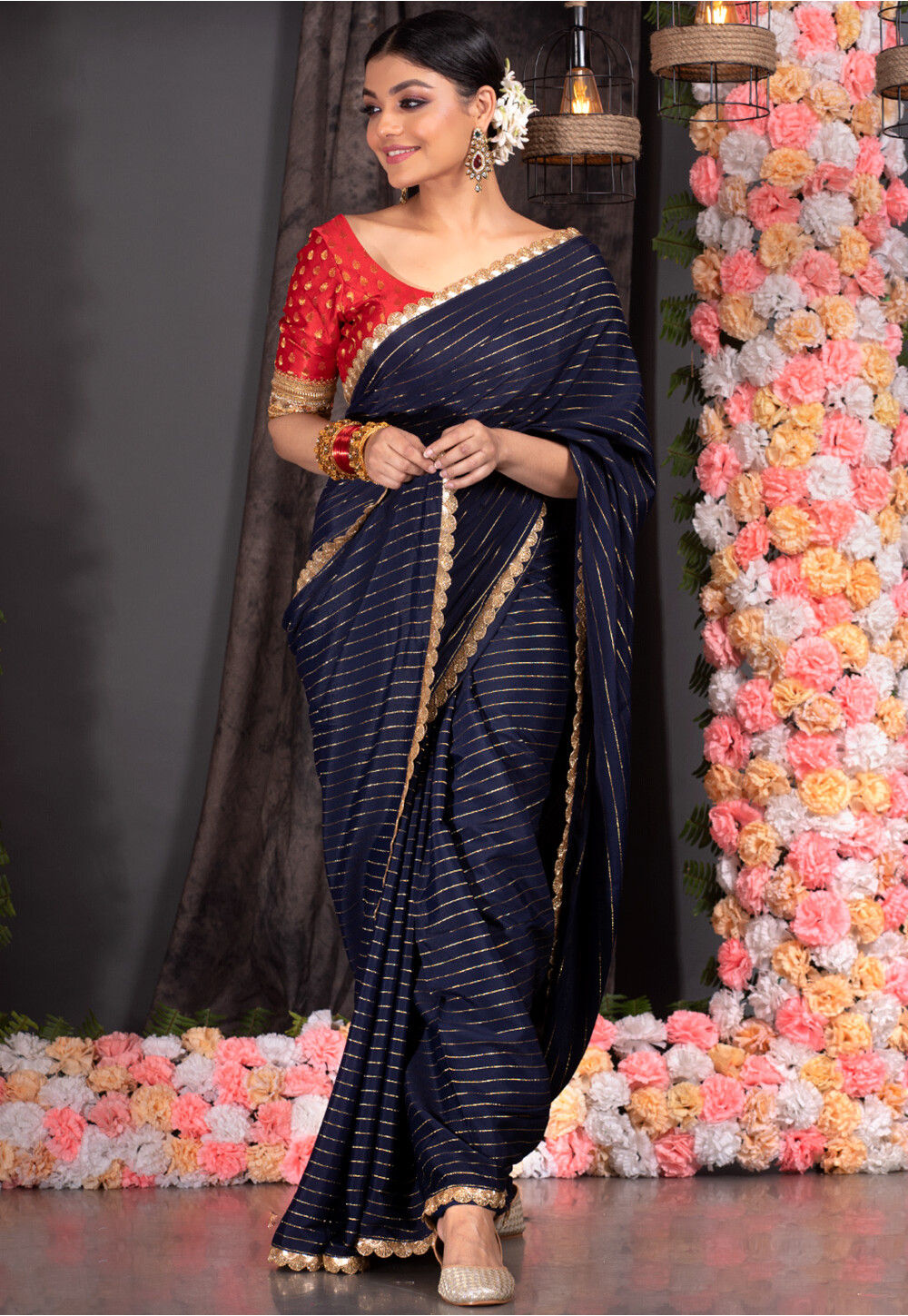 Blue Saree | Indian saree blouses designs, Pattu saree blouse designs, Saree  blouse neck designs