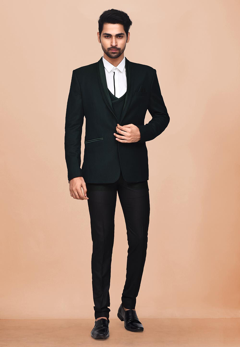 Dark green tuxedo suit on sale