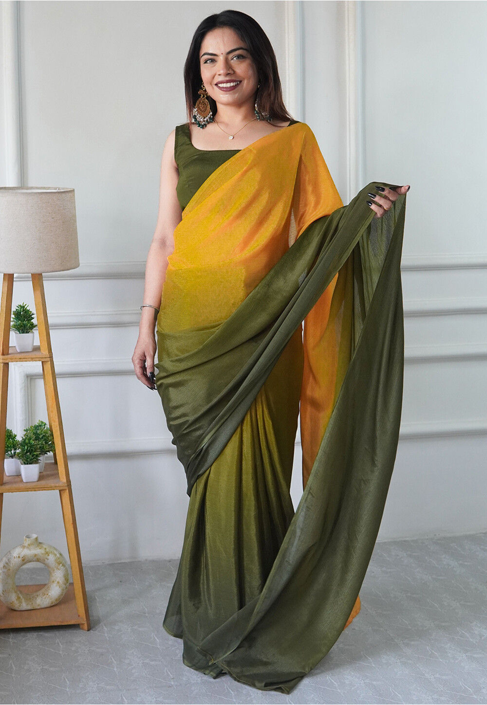 2-Tone Shaded Chinon Saree