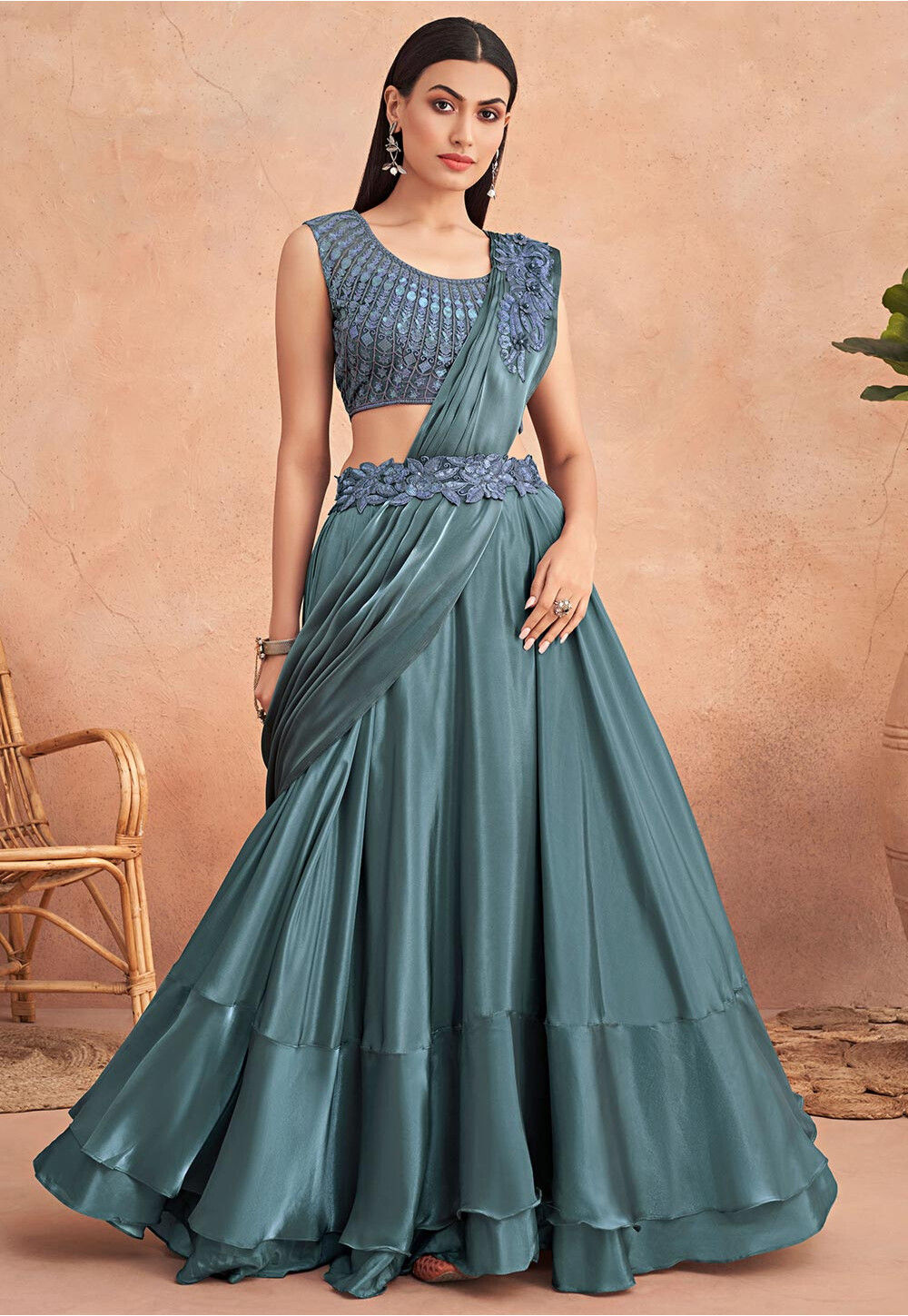 Lehenga Style Half Saree With Lace Border at Rs.1800/Piece in kolkata offer  by Architha Silk And Garments