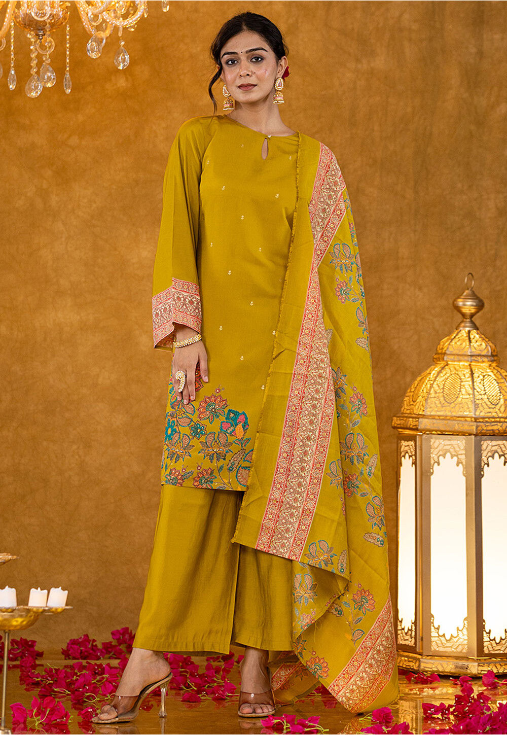 Pastel Green Viscose Silk Designer Pakistani Salwar Suit main image 1