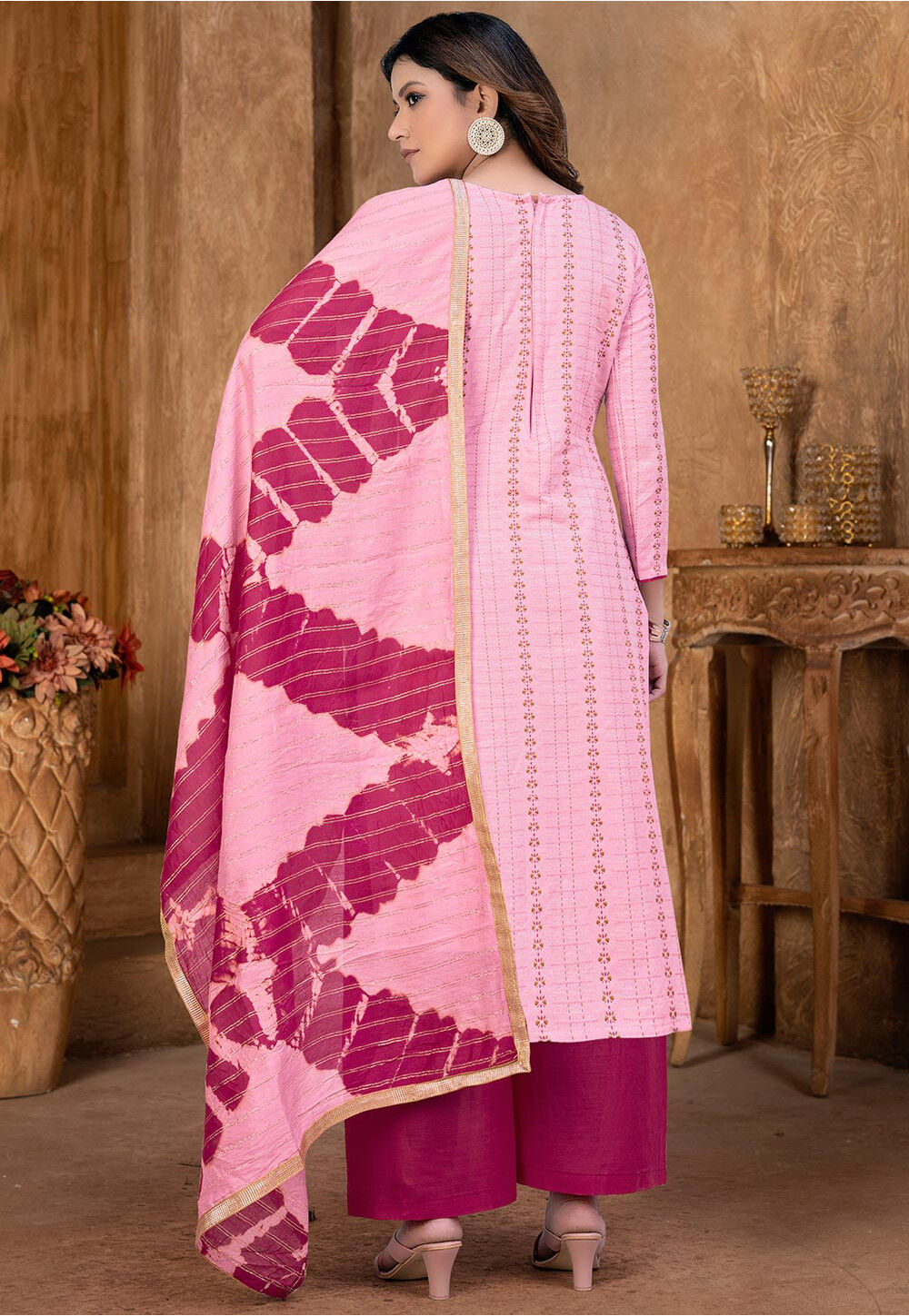 Buy Printed Cambric Cotton Pakistani Suit In Pink Online Kye2215 Utsav Fashion 