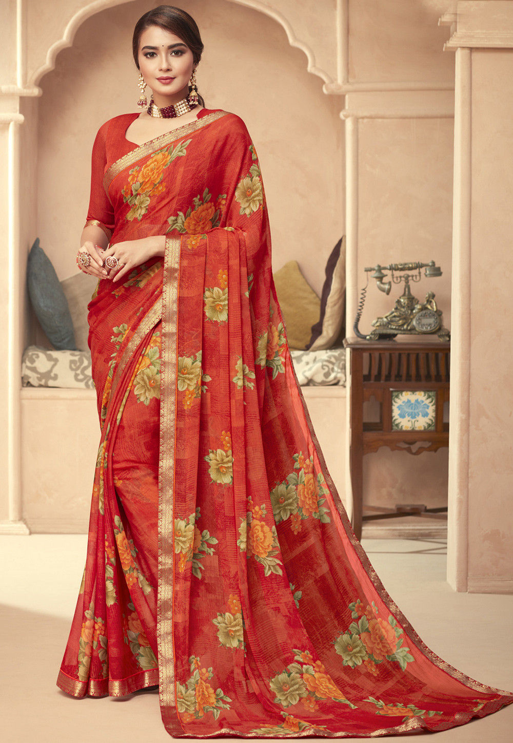 Buy Ishin Dupion Georgette Daily Wear Saree With Blouse at 69% off. |Paytm  Mall