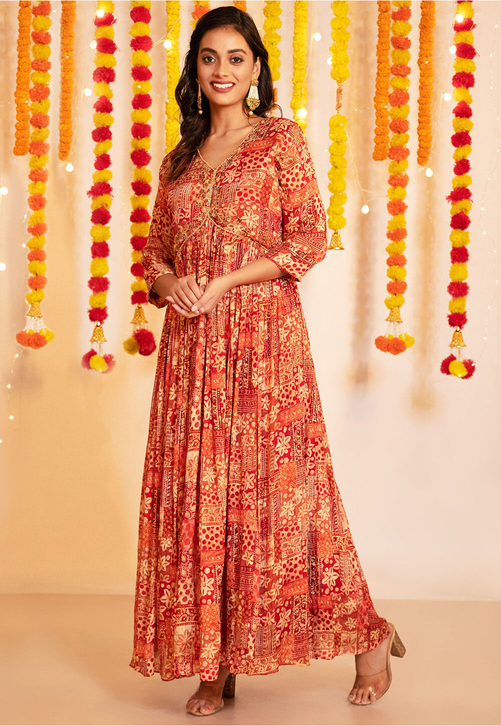Coral chiffon maxi dress store