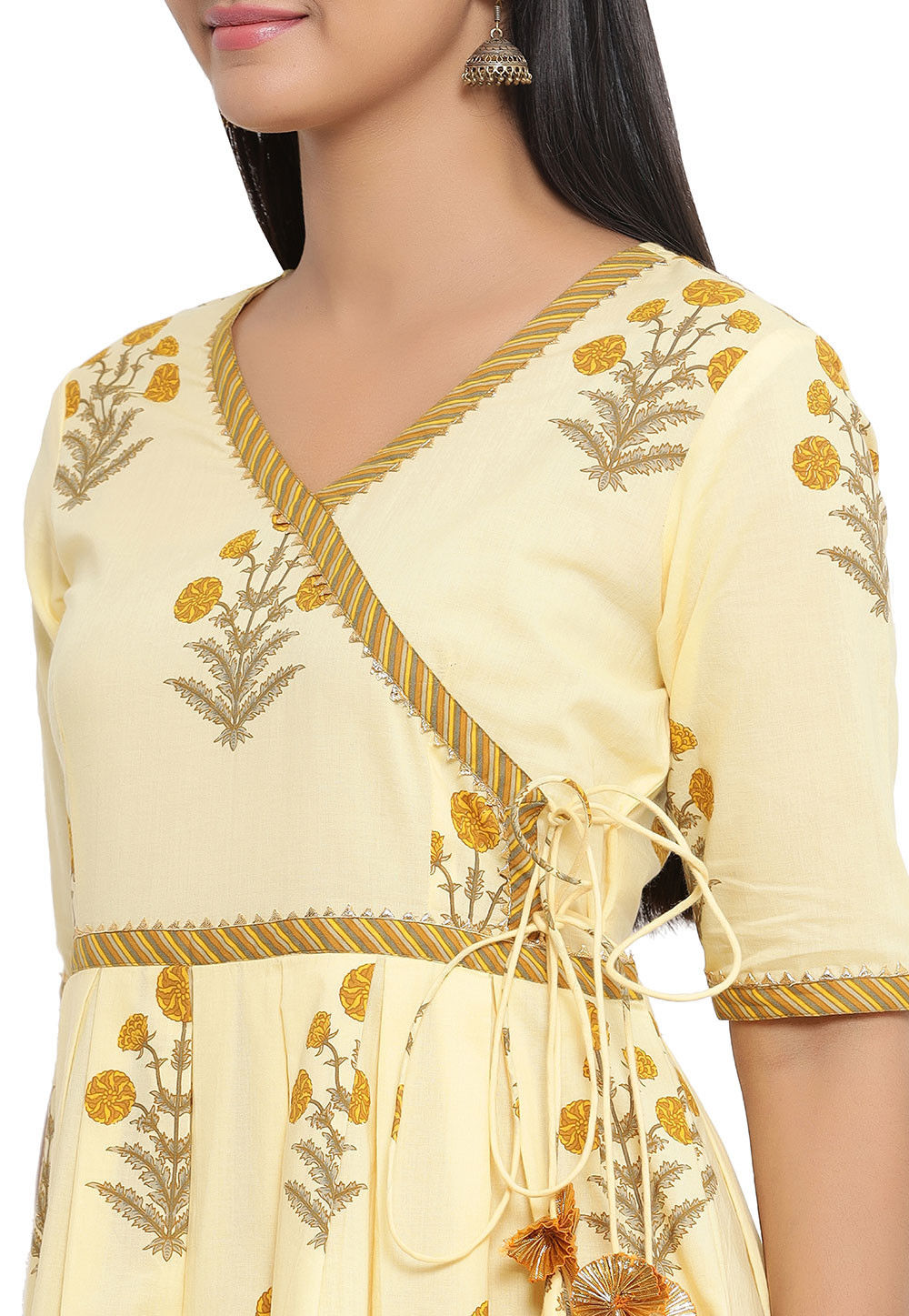 Women's Yellow Printed Anarkali Kurta