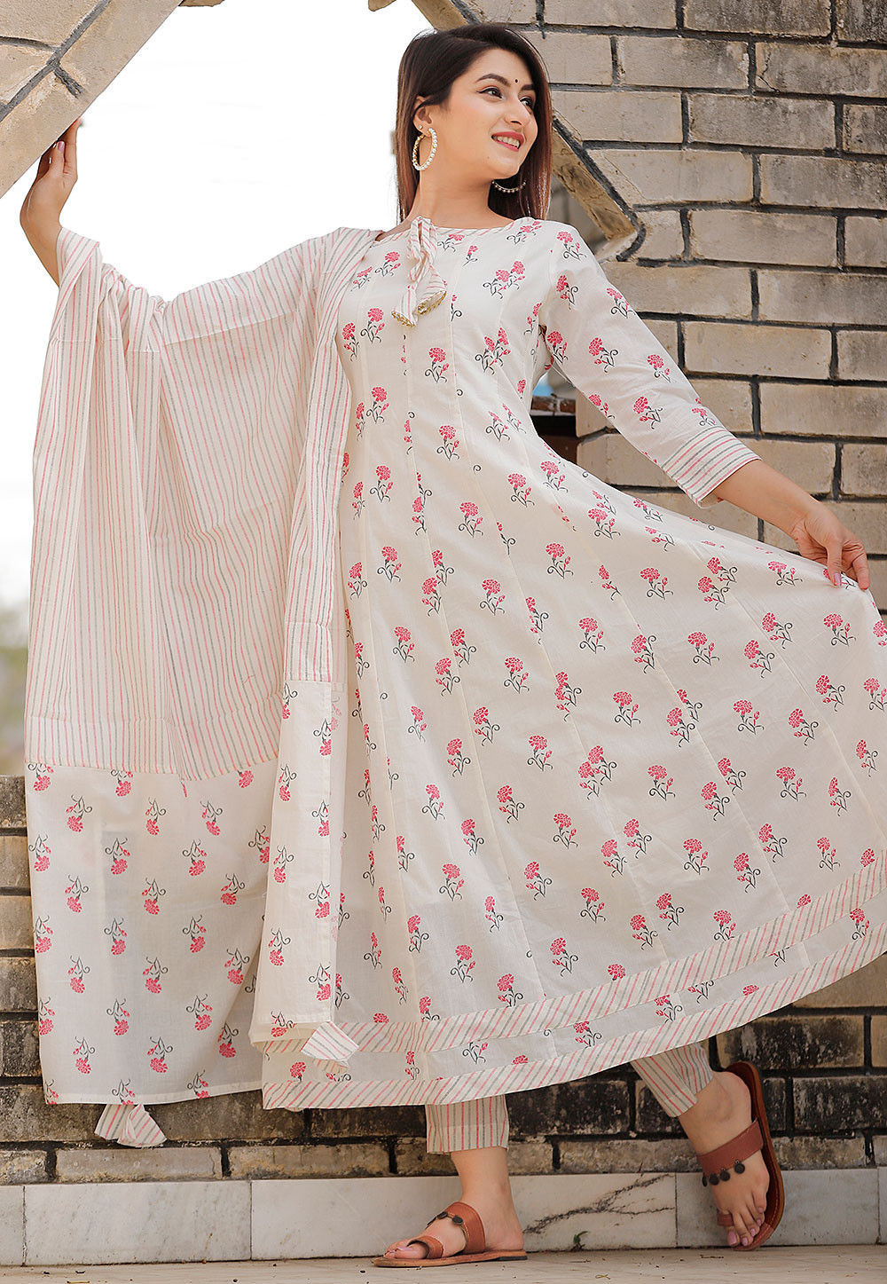 cotton printed frock suit
