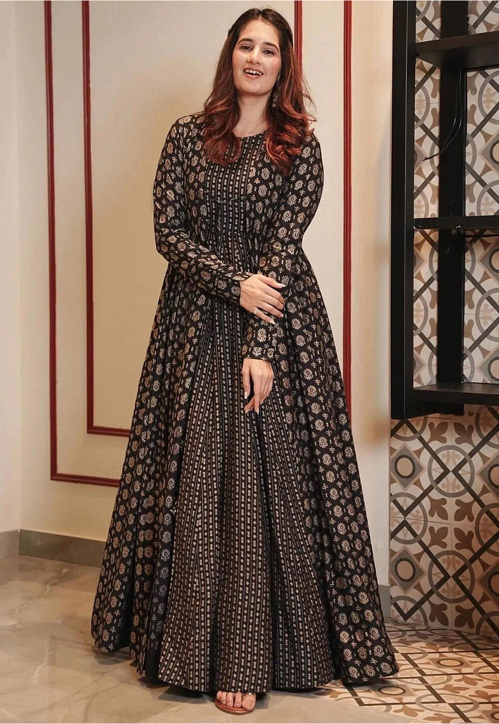 Black cotton gown best sale