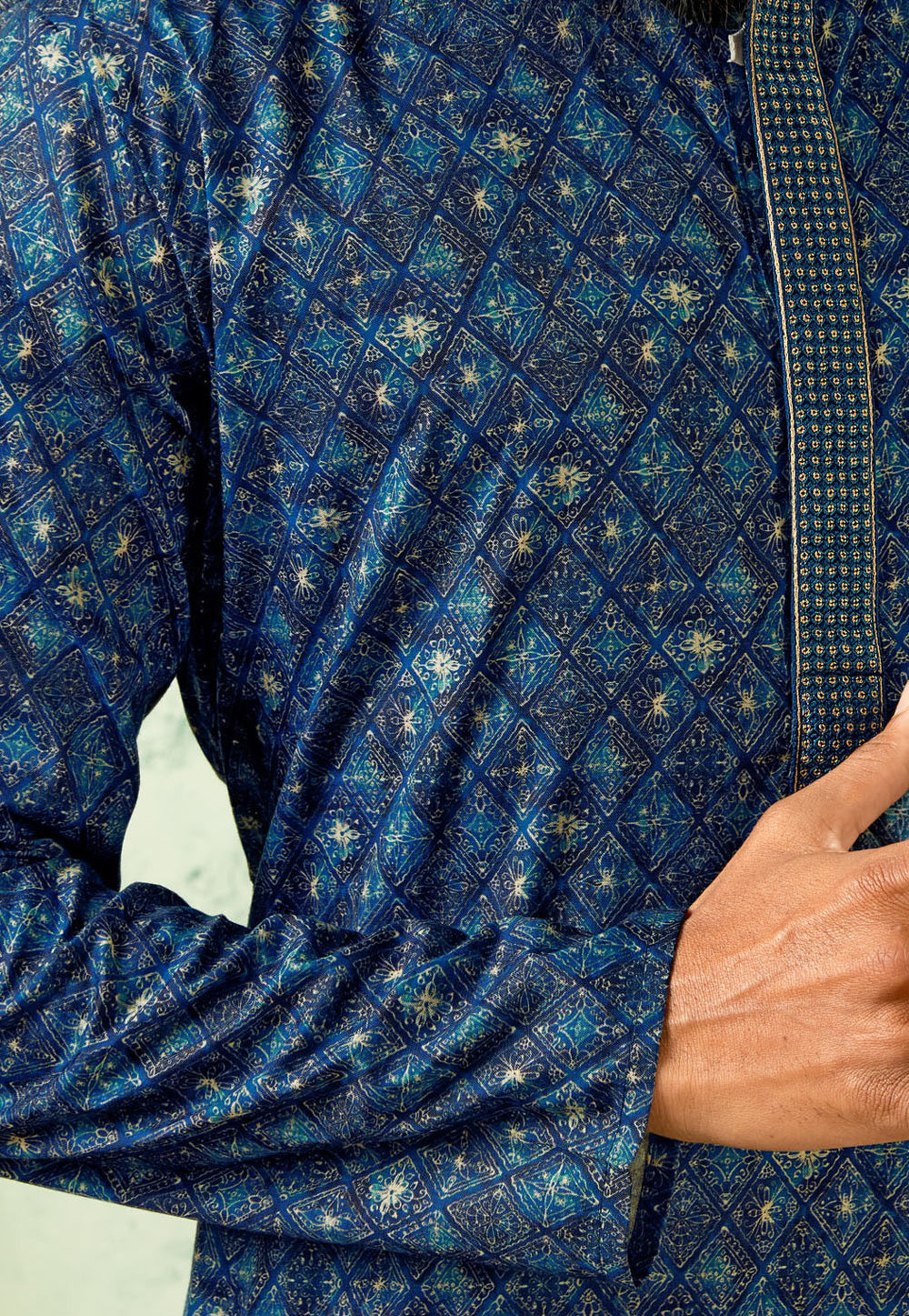 Buy Printed Cotton Kurta Set in Teal Blue Online : MMS1539 - Utsav Fashion