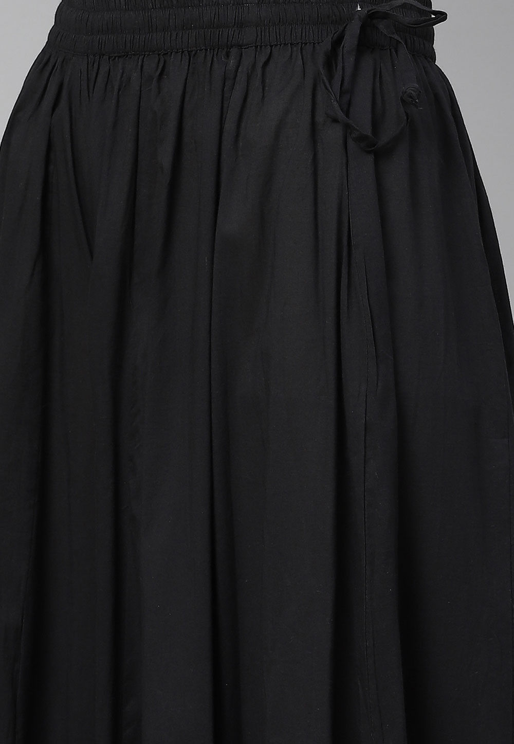 Printed Cotton Kurta with Skirt in Black : TKV186