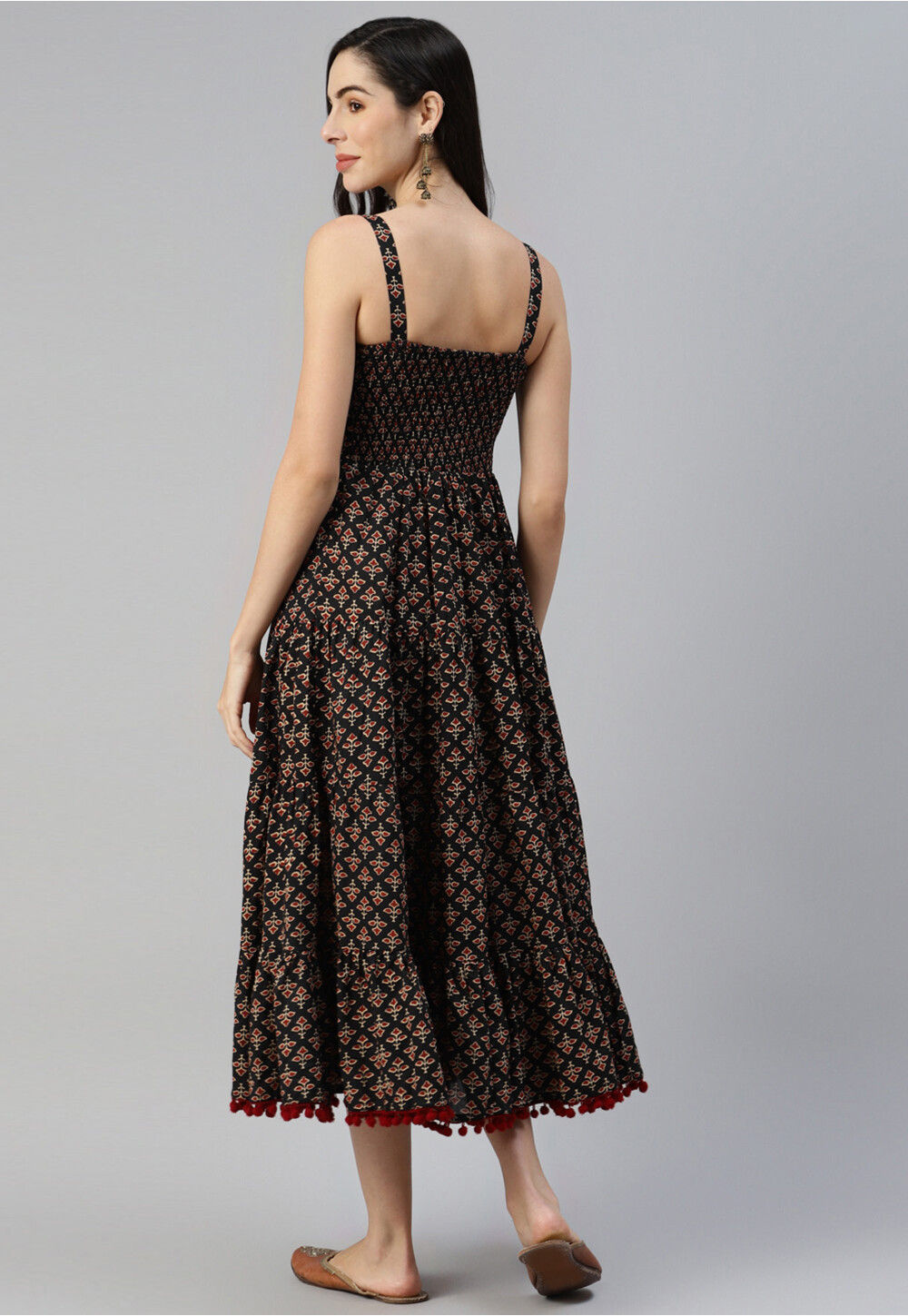 Graphic Printing Cotton Midi Dress