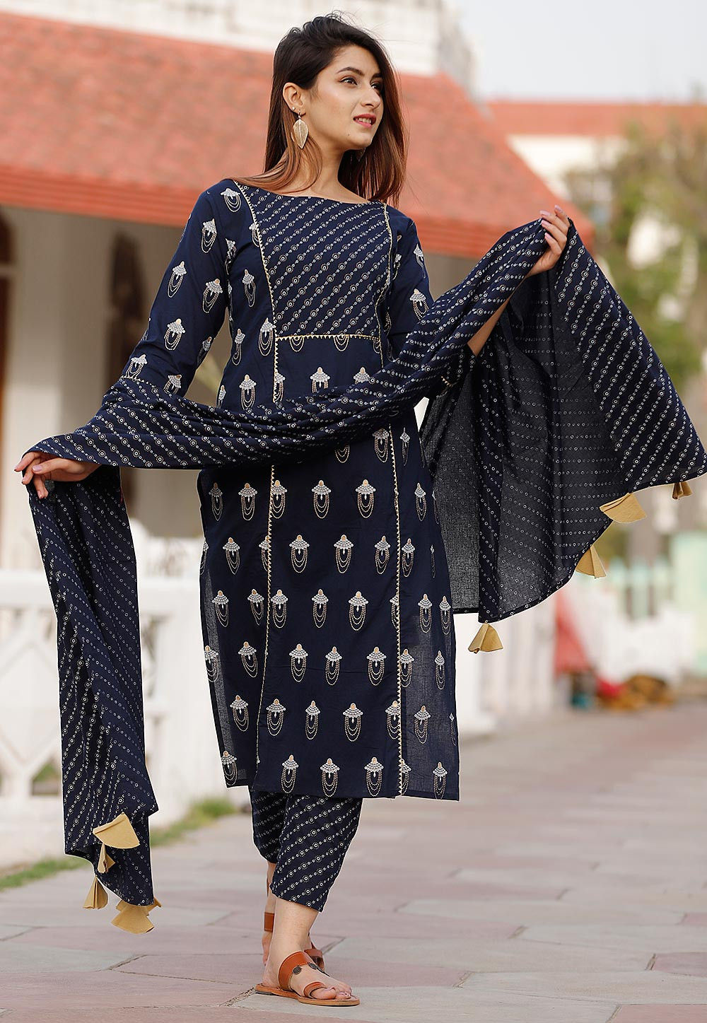 Stylish Casual Wear IndoWestern Multicolour Lawn Cotton Pakistani Suit