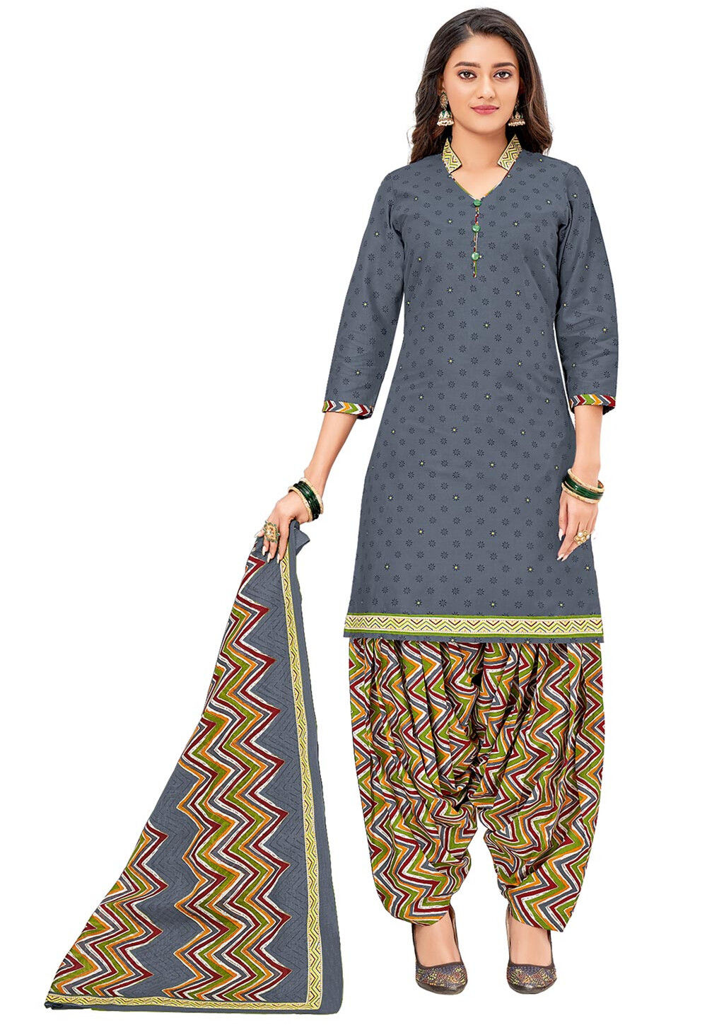 Distinctive Cotton Teal Punjabi Suit -