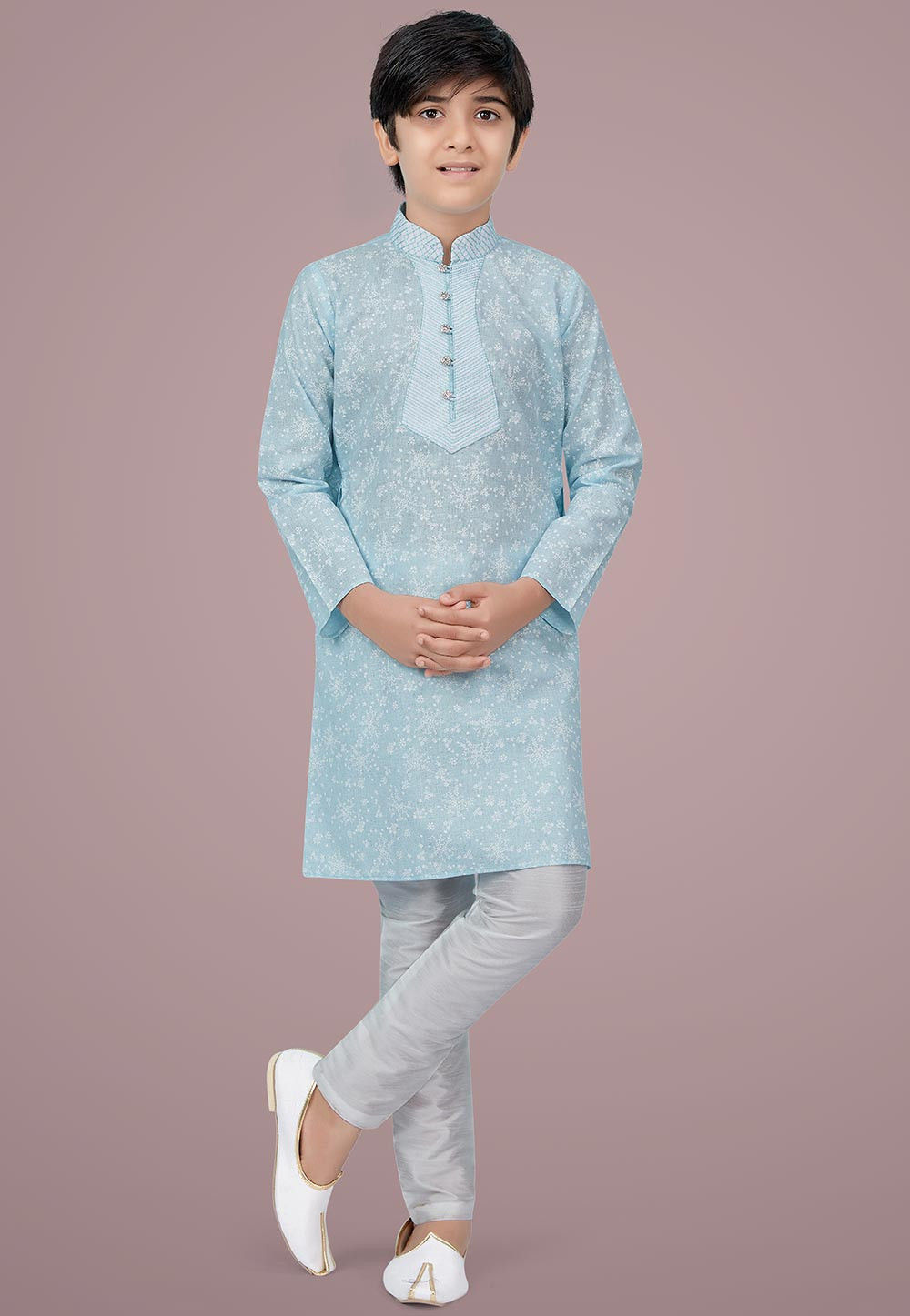 SD Fresco Chhote Miyan Kurta Cotton Silk Ice Blue main image 0