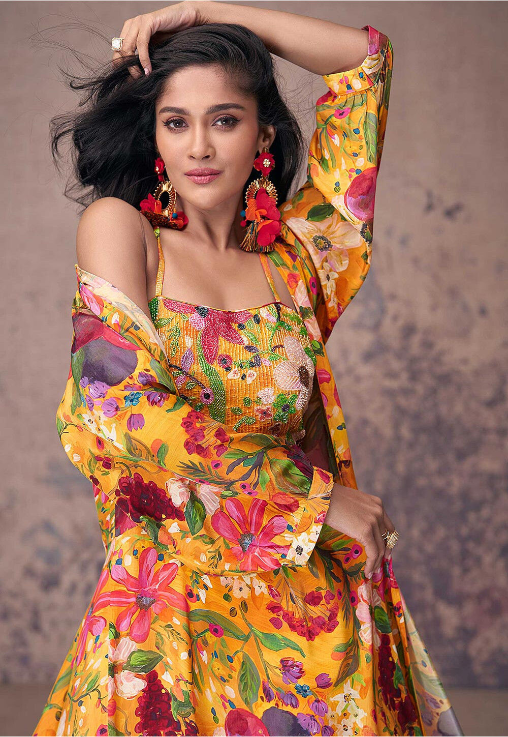 Premium Natural Crepe Silk Top, Pant & Dupatta Set – Heavy Coding Sequins Embroidery main image 0