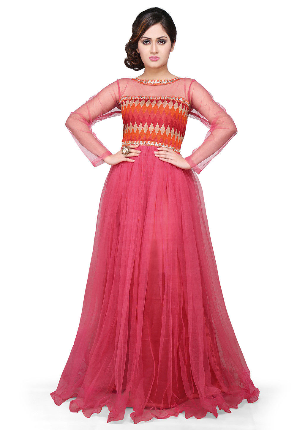 Fabulous Red Net Palazzo Style Dress WJ025410 | Designer party wear dresses,  Party wear dresses, Indian gowns dresses