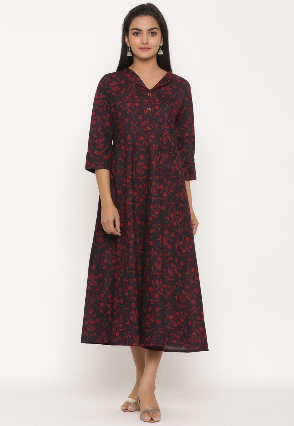 Orange - Kutch Batik Printed Cotton A-Line Kurta