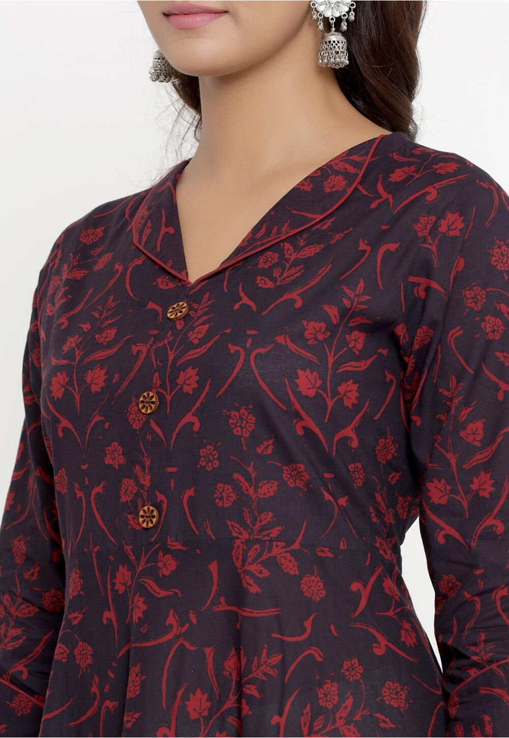 Women Black Sleevless Cotton A-Line Kurta main image 0