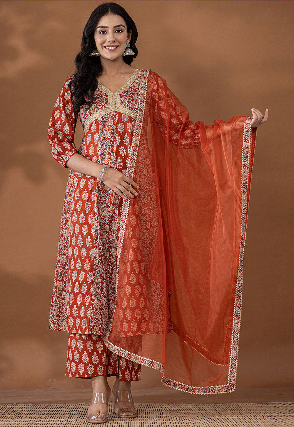 Orange A- line suit main image 0