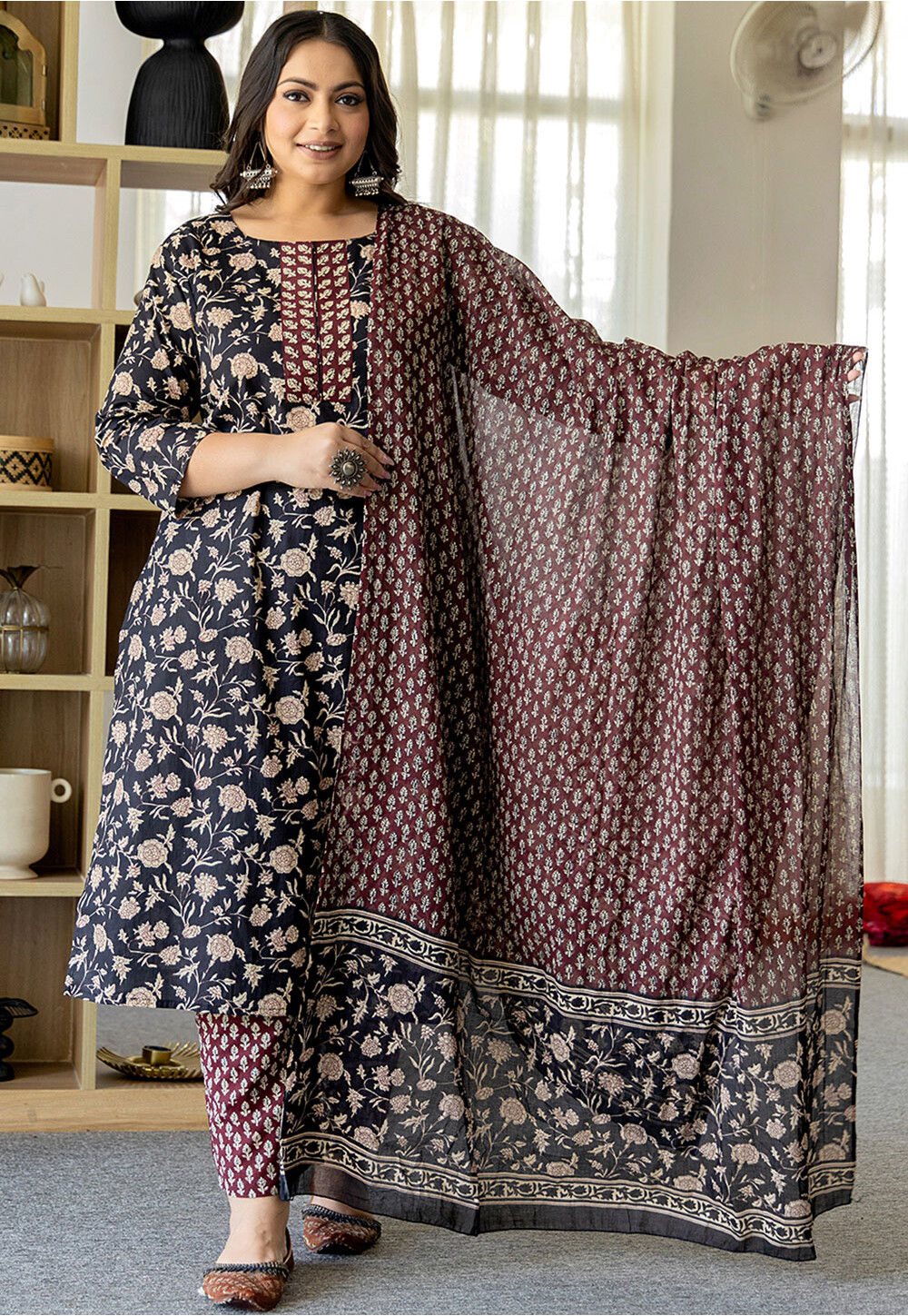 Pakistani style cotton suit blk